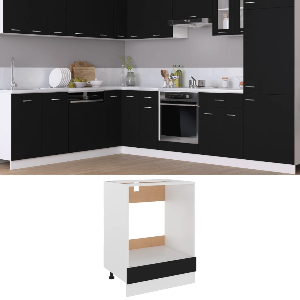 Herdumbauschrank Riga Schwarz 60x46x81,5 cm Holzwerkstoff