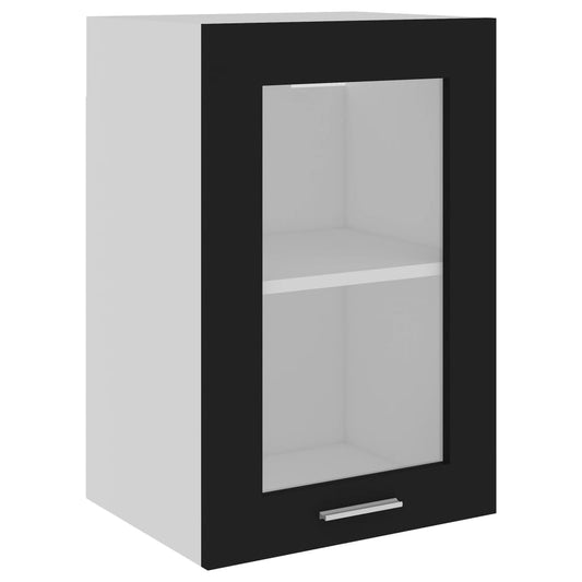 Hängeglasschrank Lyon Schwarz 40x31x60 cm Holzwerkstoff