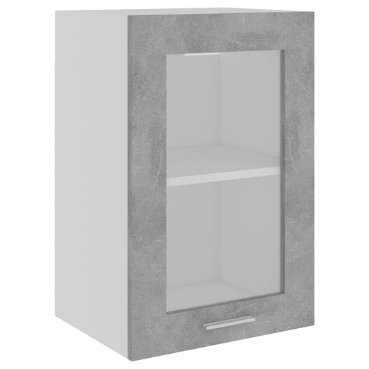 Hængende glasskab betongrå 40x31x60 cm træmateriale
