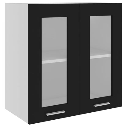 Hängeglasschrank Lyon Schwarz 60x31x60 cm Holzwerkstoff