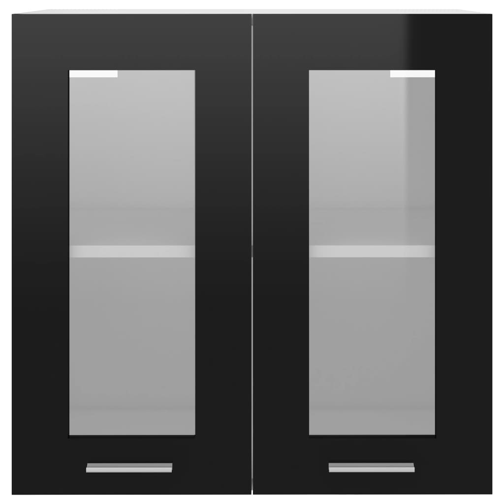 Hängeglasschrank Lyon Schwarz 60x31x60 cm Holzwerkstoff