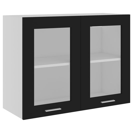 Hängeglasschrank Lyon Schwarz 80x31x60 cm Holzwerkstoff