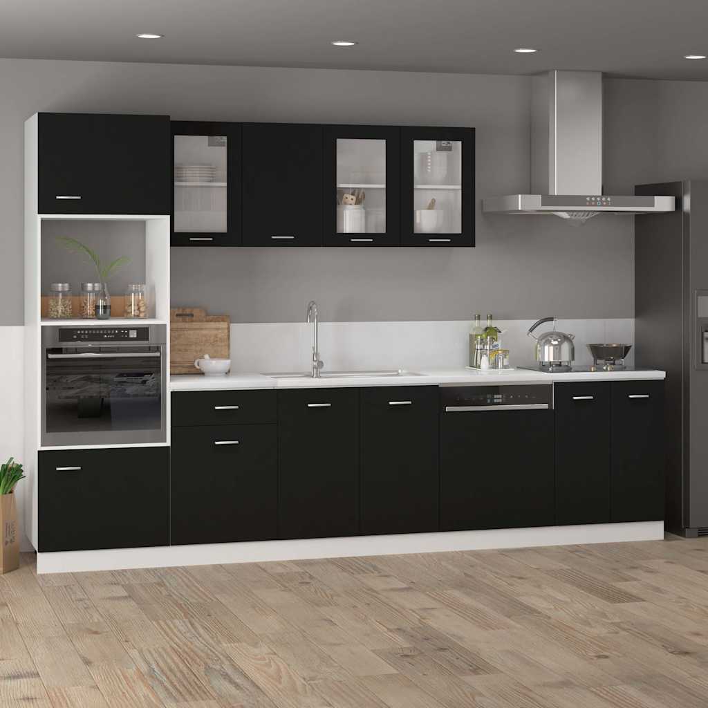 Hängeglasschrank Lyon Schwarz 80x31x60 cm Holzwerkstoff