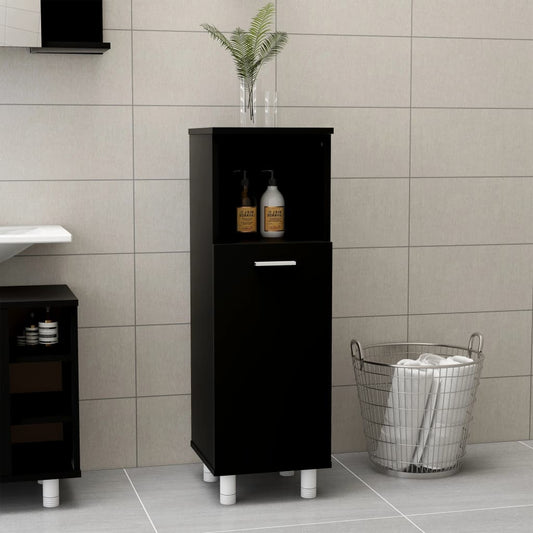Badeværelsesskab Sort 30x30x95 cm Træ Materiale