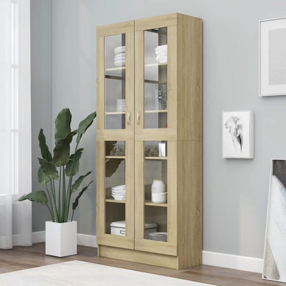 Vitrinenschrank Sonoma-Eiche 82,5x30,5x185 cm Holzwerkstoff