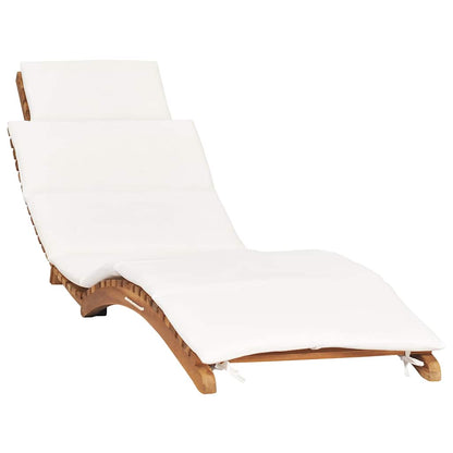 Klappbare Sonnenliege mit Cremeweißer Auflage Massivholz Teak