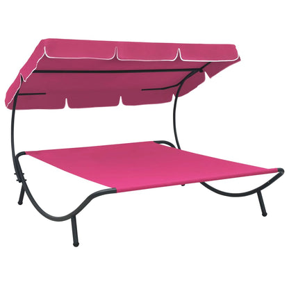 Sonnenliege mit Sonnendach Rosa
