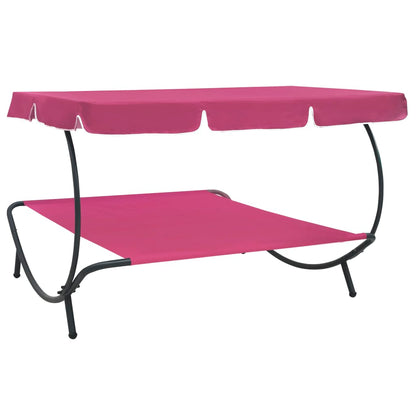 Sonnenliege mit Sonnendach Rosa