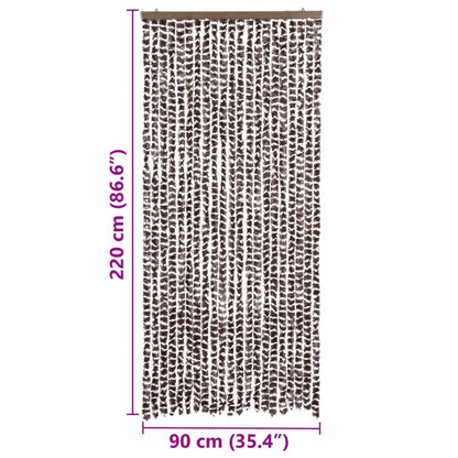 Insektenschutz-Vorhang Braun und Weiß 90x220 cm Chenille
