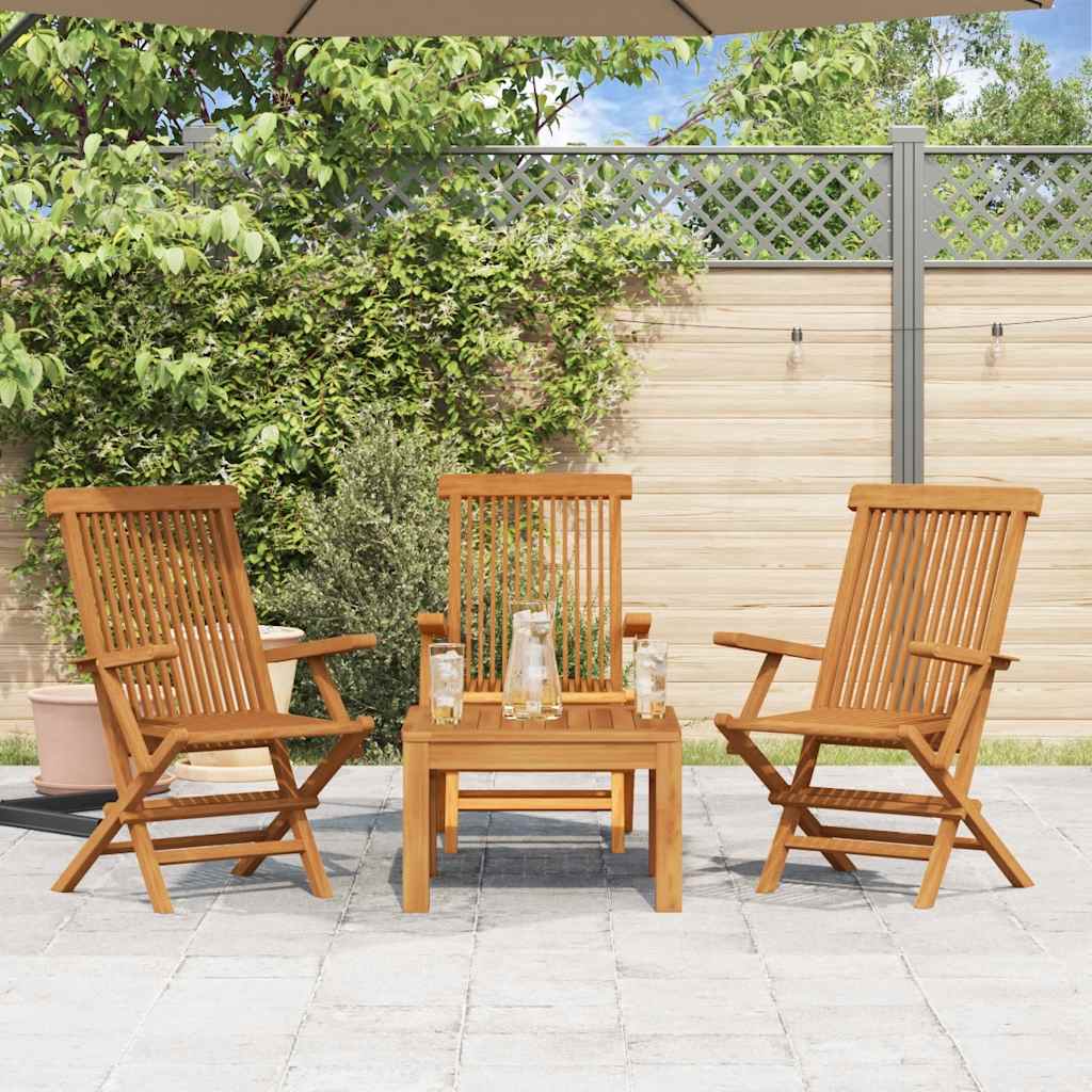 Gartenstühle 3 Stk. Massivholz Teak