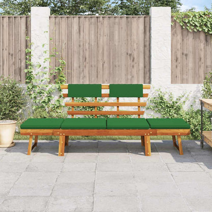 Gartenbank mit Auflagen 2-in-1 190 cm Massivholz Akazie