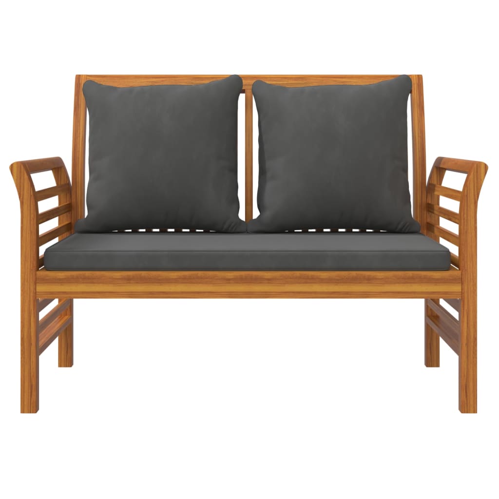 Sofabank mit Dunkelgrauen Kissen Massivholz Akazie