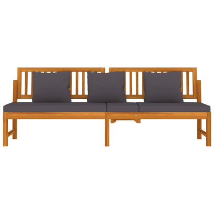 Tagesbett mit Grauen Kissen 200x60x75 cm Massivholz Akazie