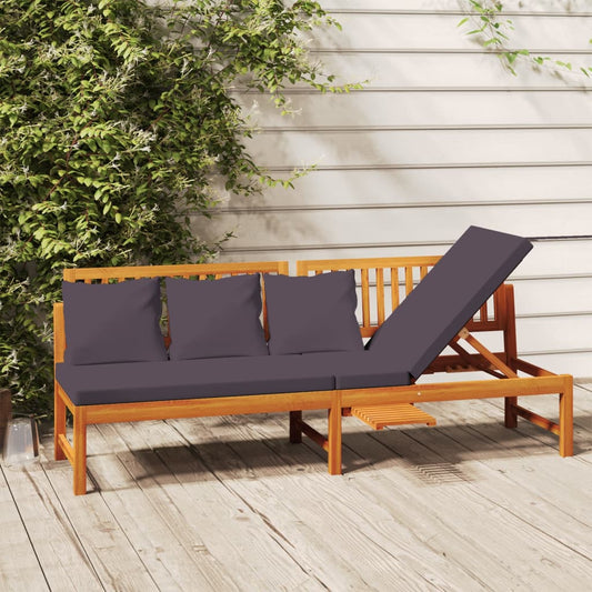 Tagesbett mit Grauen Kissen 200x60x75 cm Massivholz Akazie