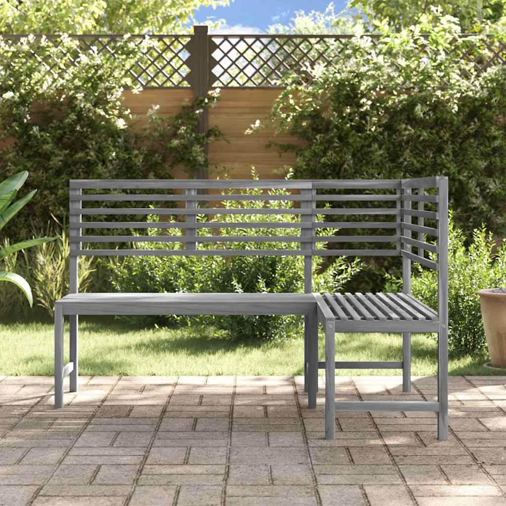 Garten-Eckbank Grau 140 cm Massivholz Akazie