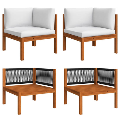 Garten-Ecksofas 2-tlg. mit Kissen Holz Akazie & Seil