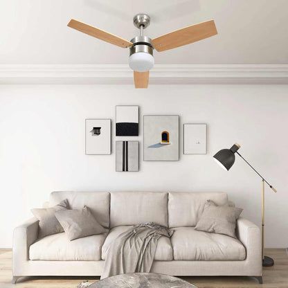 Deckenventilator mit Licht und Fernbedienung 108 cm Hellbraun