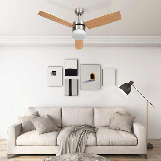 Deckenventilator mit Licht und Fernbedienung 108 cm Hellbraun