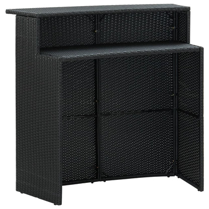 Garten-Bartisch Schwarz 120x55x110 cm Poly Rattan