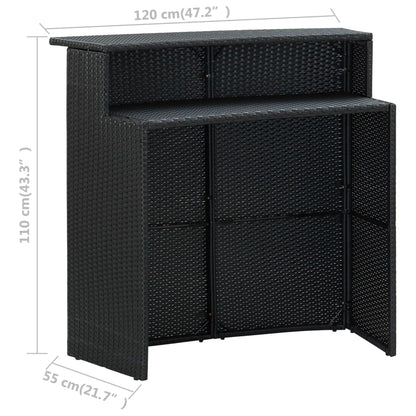 Garten-Bartisch Schwarz 120x55x110 cm Poly Rattan