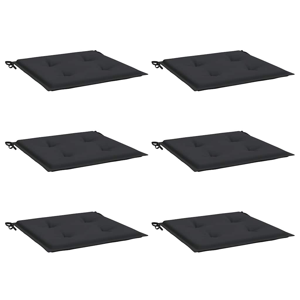 Gartenstuhl-Kissen 6 Stk. Schwarz 40x40x3 cm Oxford-Gewebe