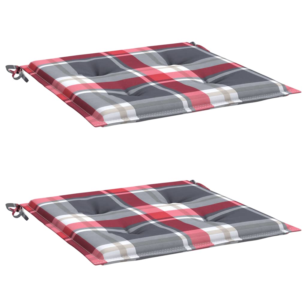 Gartenstuhl-Kissen 2Stk. Rot Karomuster 40x40x3cm Oxford-Gewebe