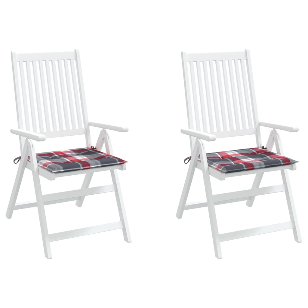 Gartenstuhl-Kissen 2Stk. Rot Karomuster 40x40x3cm Oxford-Gewebe
