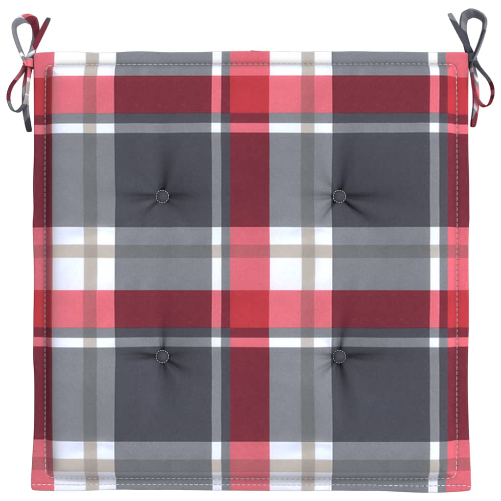 Gartenstuhl-Kissen 2Stk. Rot Karomuster 40x40x3cm Oxford-Gewebe