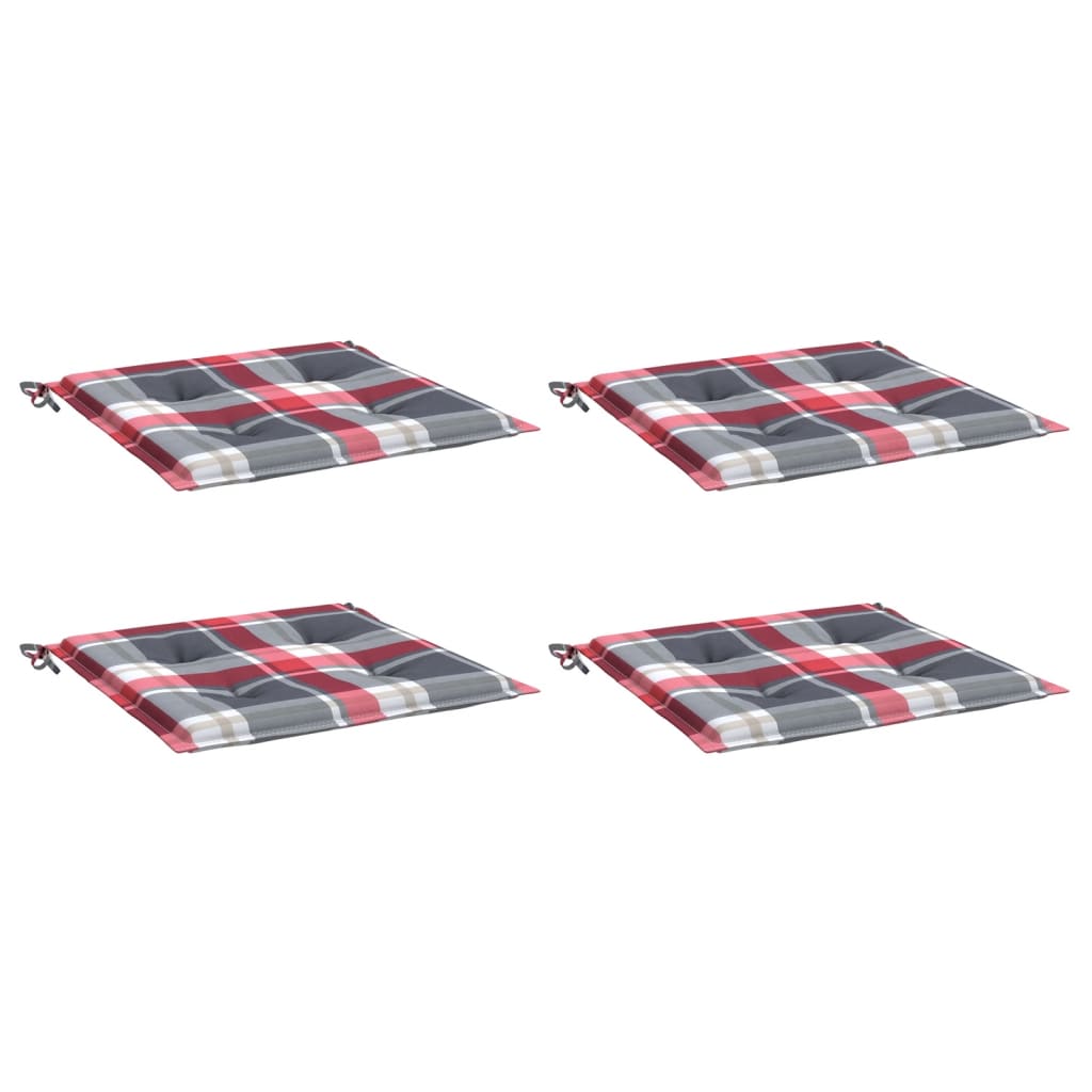 Gartenstuhl-Kissen 4Stk. Rot Karomuster 40x40x3cm Oxford-Gewebe