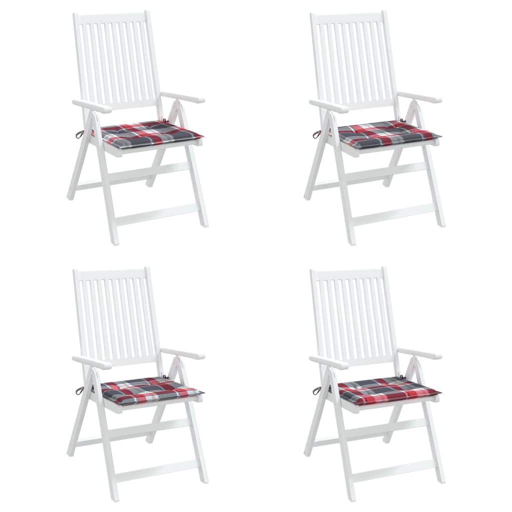Gartenstuhl-Kissen 4Stk. Rot Karomuster 40x40x3cm Oxford-Gewebe