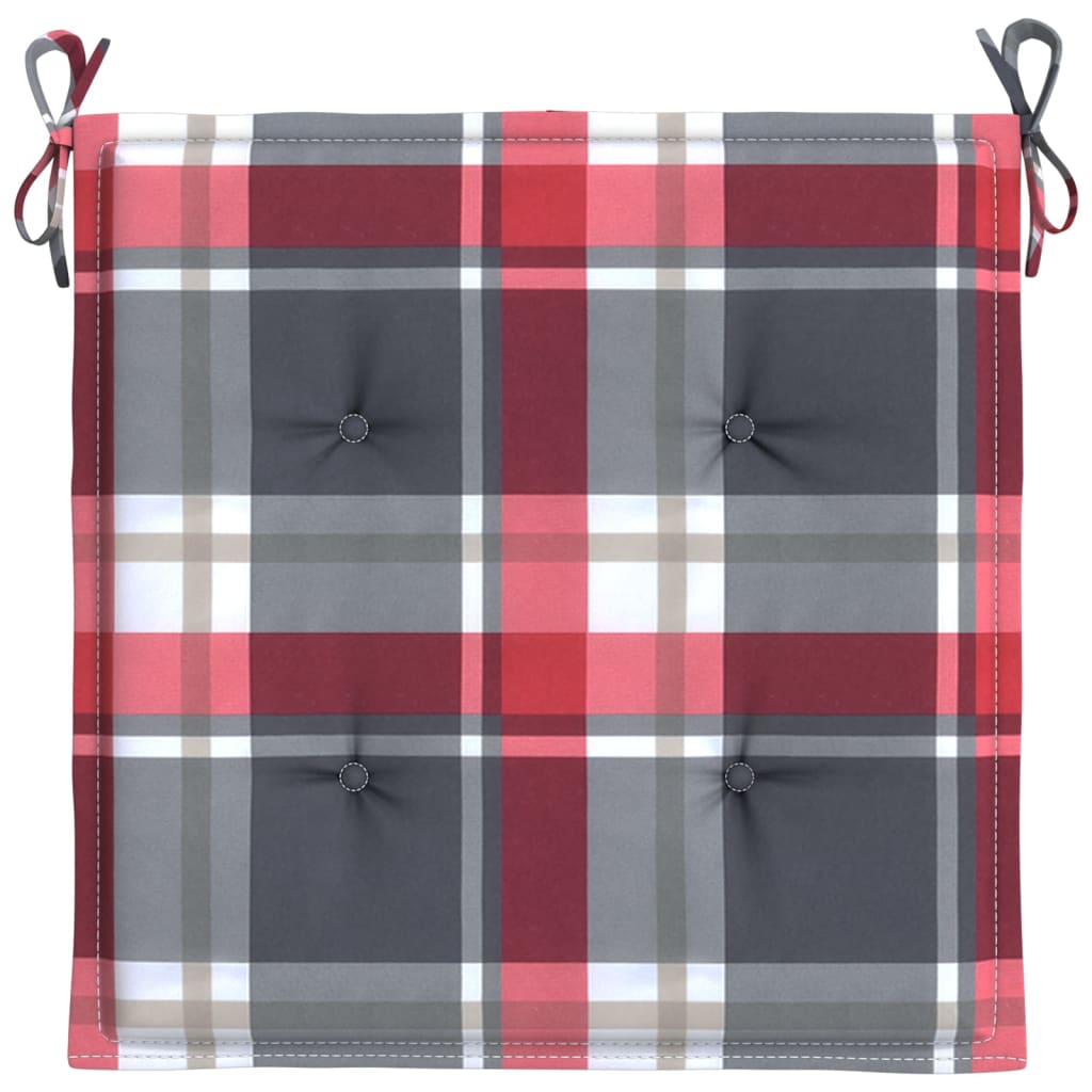 Gartenstuhl-Kissen 4Stk. Rot Karomuster 40x40x3cm Oxford-Gewebe