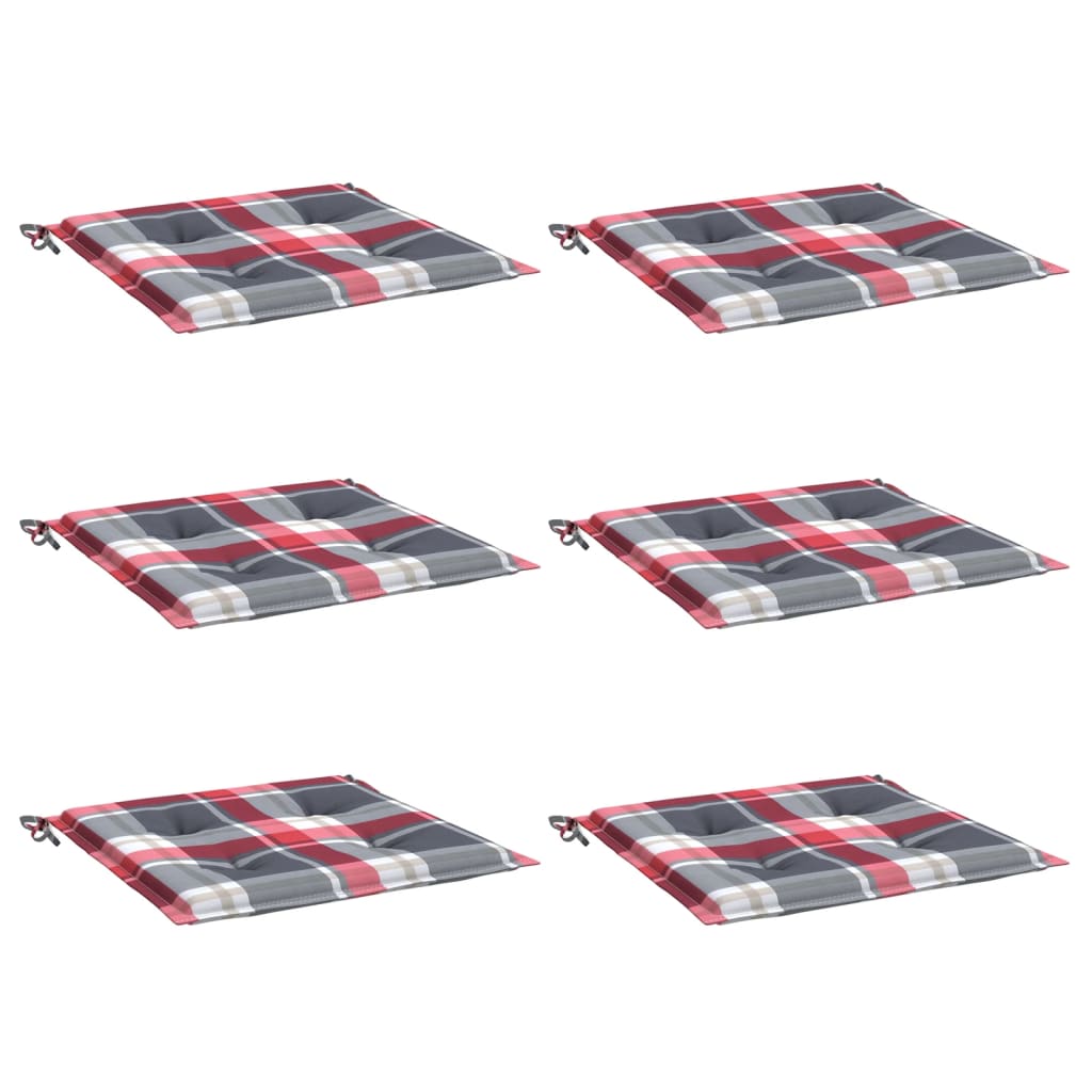 Gartenstuhl-Kissen 6Stk. Rot Karomuster 40x40x4cm Oxford-Gewebe