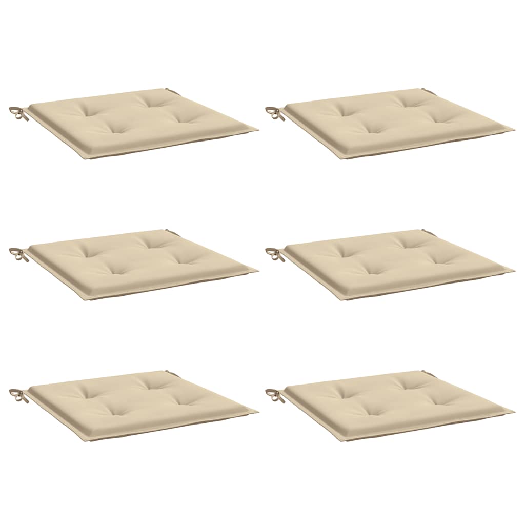 Gartenstuhl-Kissen 6 Stk. Beige 50x50x4 cm Oxford-Gewebe