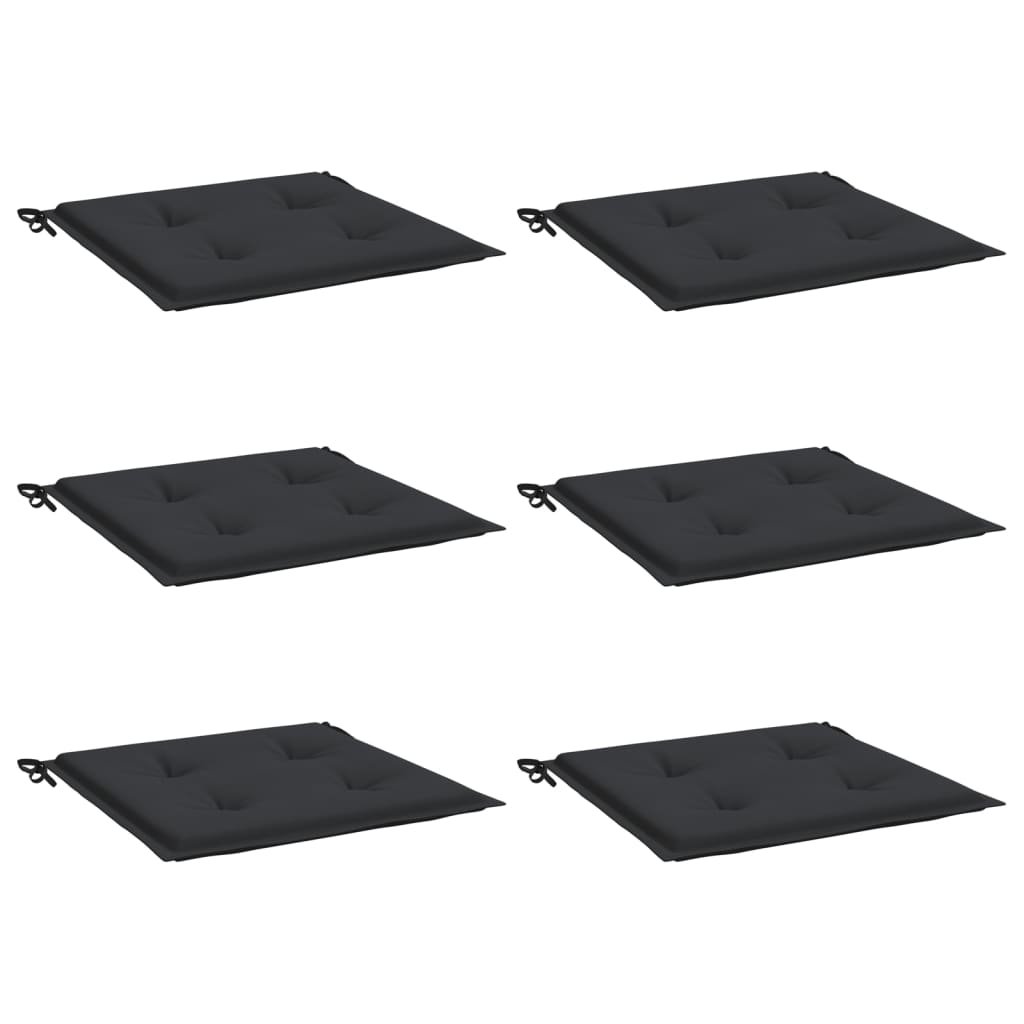 Gartenstuhl-Kissen 6 Stk. Schwarz 50x50x3 cm Oxford-Gewebe