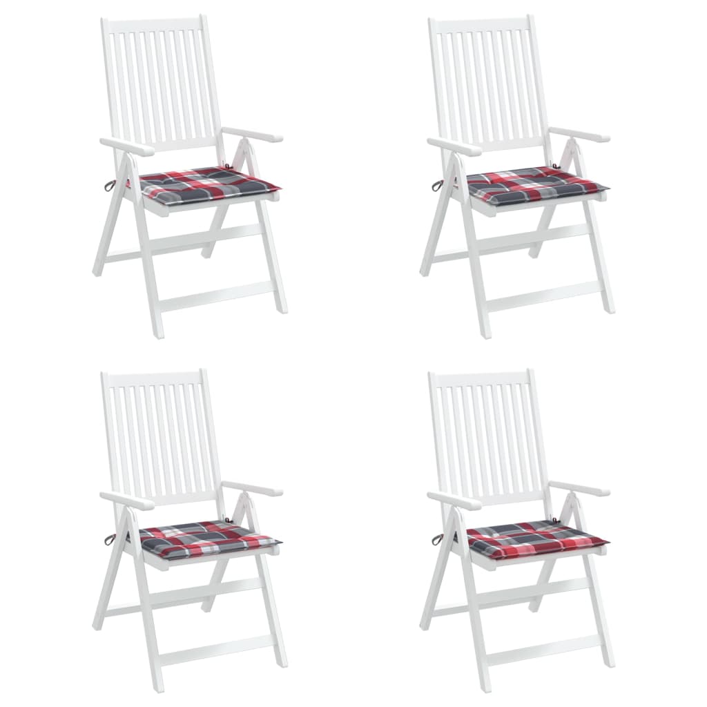 Gartenstuhl-Kissen 4Stk. Rot Karomuster 50x50x3cm Oxford-Gewebe