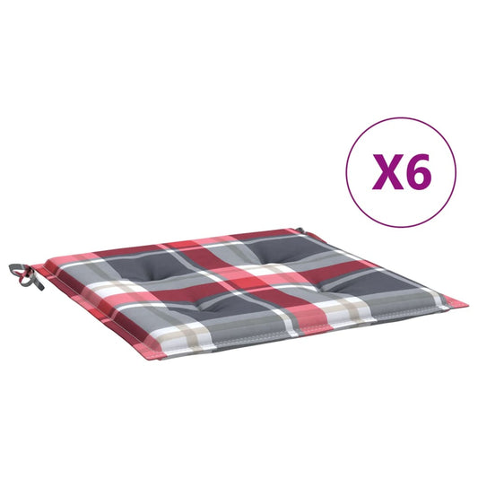 Gartenstuhl-Kissen 6Stk. Rot Karomuster 50x50x3cm Oxford-Gewebe
