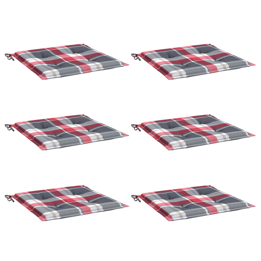 Gartenstuhl-Kissen 6Stk. Rot Karomuster 50x50x3cm Oxford-Gewebe