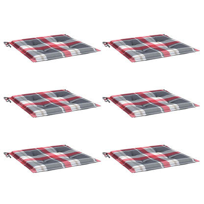 Gartenstuhl-Kissen 6Stk. Rot Karomuster 50x50x3cm Oxford-Gewebe