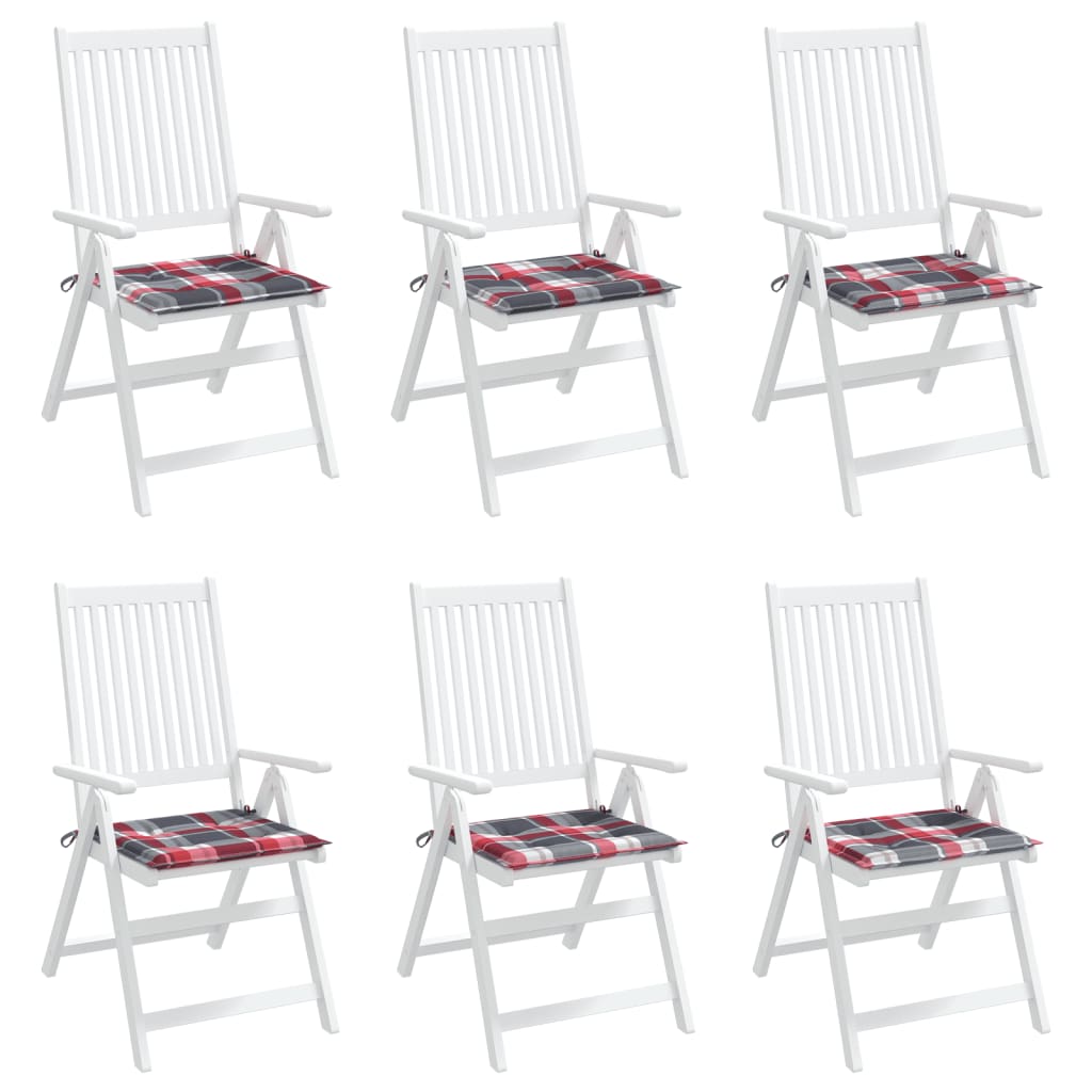 Gartenstuhl-Kissen 6Stk. Rot Karomuster 50x50x3cm Oxford-Gewebe