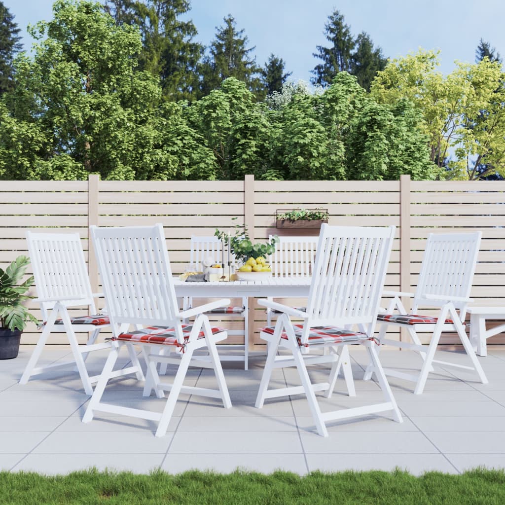 Gartenstuhl-Kissen 6Stk. Rot Karomuster 50x50x3cm Oxford-Gewebe