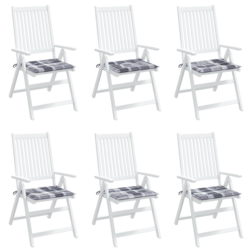Gartenstuhl-Kissen 6 Stk. Grau Karomuster 50x50x4 cm