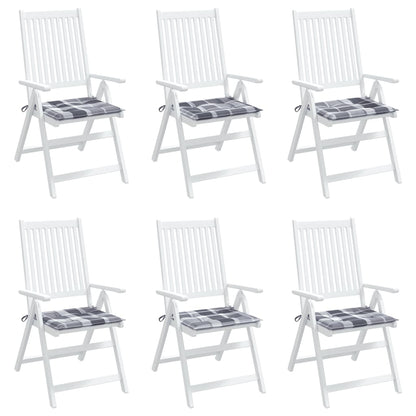 Gartenstuhl-Kissen 6 Stk. Grau Karomuster 50x50x4 cm