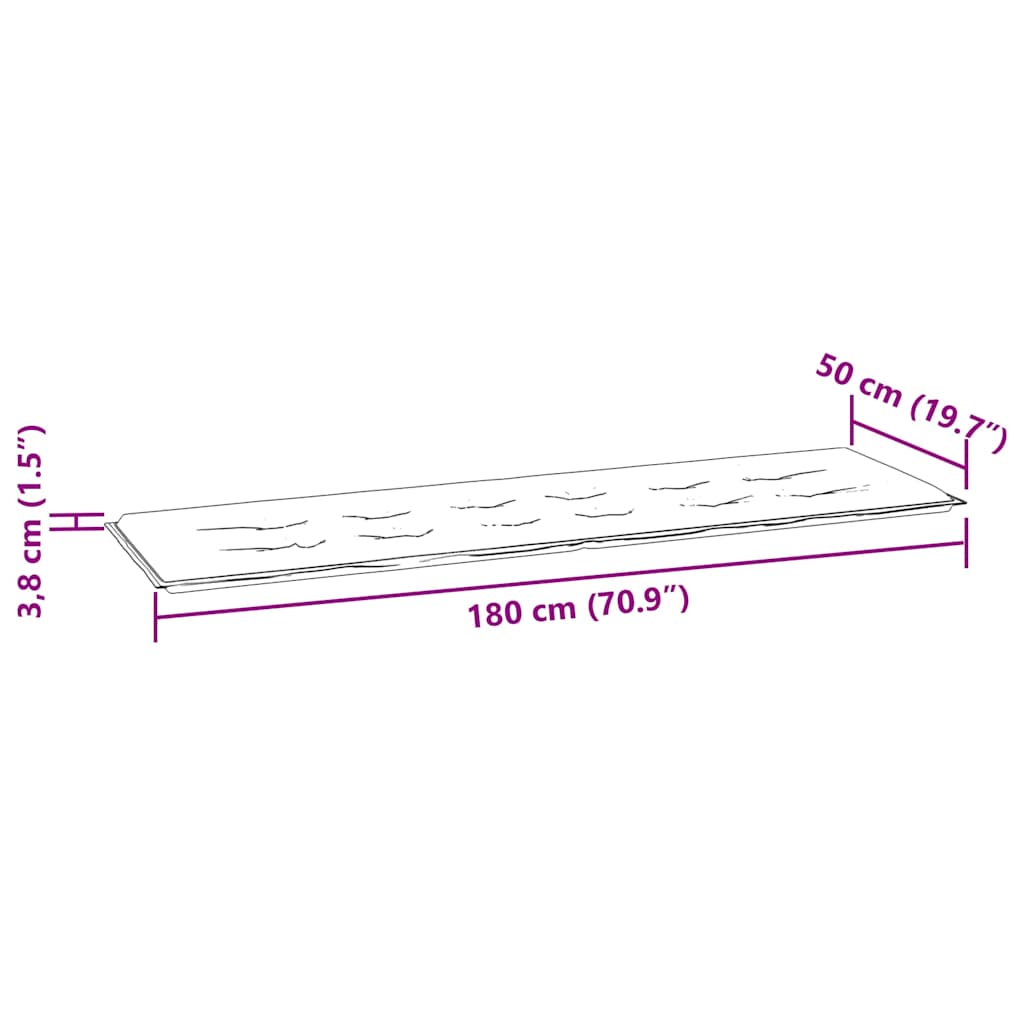 Gartenbank-Auflage Grau Karomuster 180x50x4 cm Oxford-Gewebe