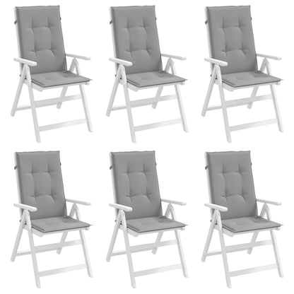 Gartenstuhlauflagen für Hochlehner 6 Stk. Grau 120x50x3cm Stoff