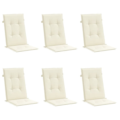 Gartenstuhlauflagen für Hochlehner 6Stk. Creme 120x50x3cm Stoff