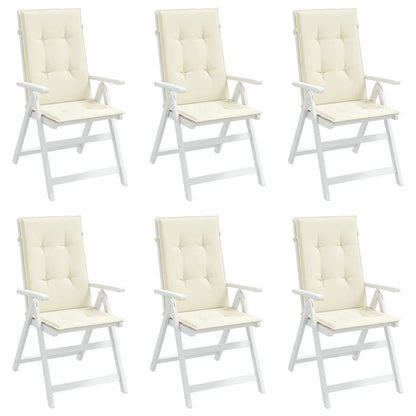 Gartenstuhlauflagen für Hochlehner 6Stk. Creme 120x50x3cm Stoff