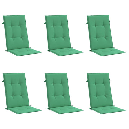 Gartenstuhlauflagen für Hochlehner 6 Stk. Grün 120x50x3cm Stoff
