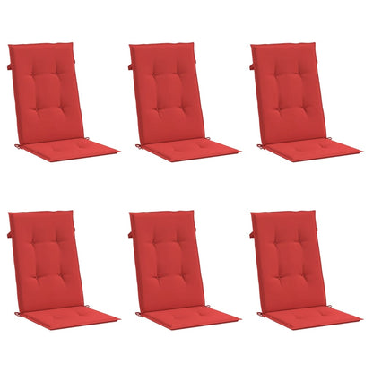 Gartenstuhlauflagen für Hochlehner 6 Stk. Rot 120x50x3 cm Stoff