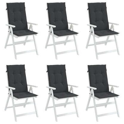 Gartenstuhlauflagen für Hochlehner 6 Stk. Schwarz 120x50x3 cm