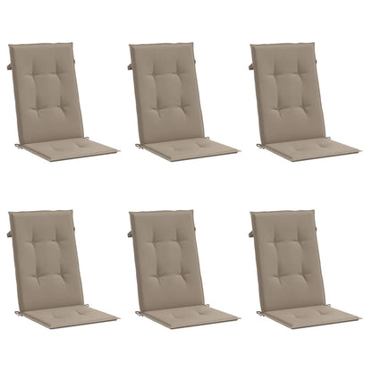 Gartenstuhlauflagen für Hochlehner 6Stk. Taupe 120x50x3cm Stoff